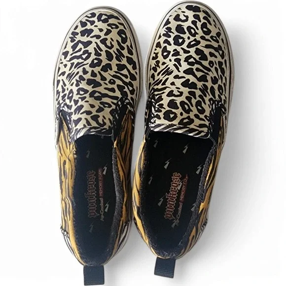 Punkrose Canvas Sneakers Leopard Zebra Print Slip On Shoes Comfort Size 6 - Picture 6 of 11